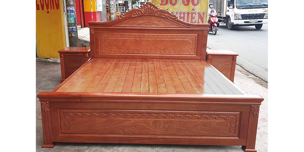 Giường Ngủ Gỗ Xoan đào Xẻ Quạt