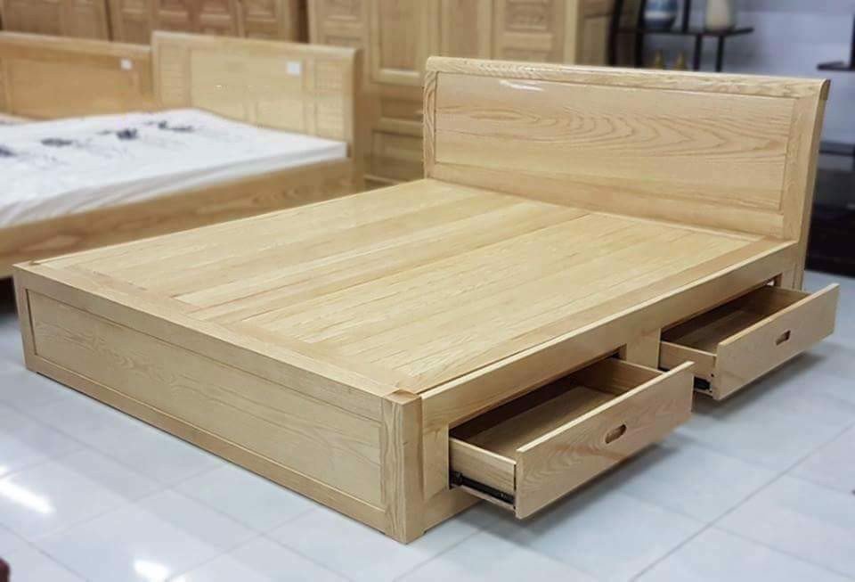 Giường Ngủ Gỗ Sồi Ngăn Kéo