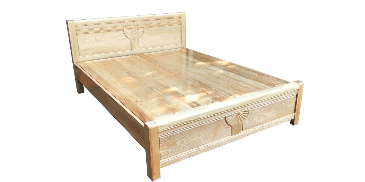 Giường Ngủ Gỗ Sồi Chân Cao