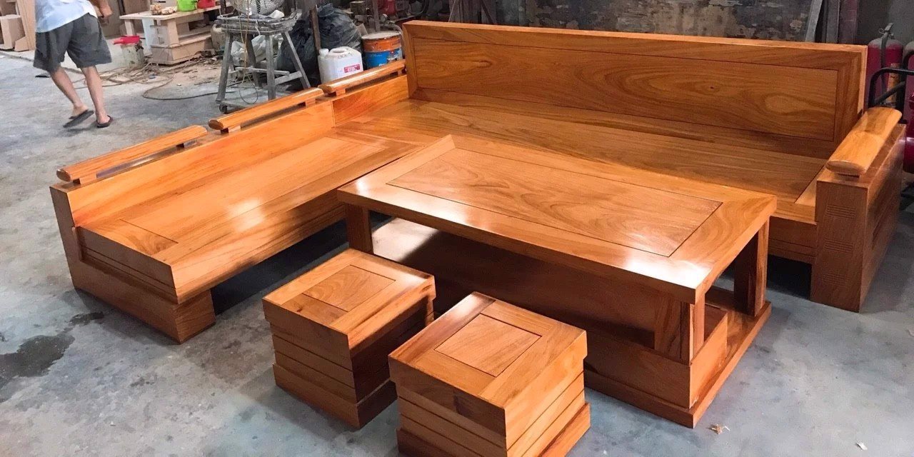 Sofa-salon-bàn Ghế Phòng Khách Gỗ Gõ đỏ Góc Trứng Lớn Mặt Liền