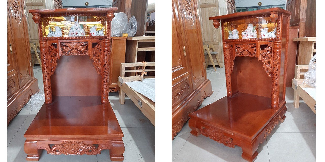 Bàn Thờ Thần Tài điện Tử Gỗ Sồi