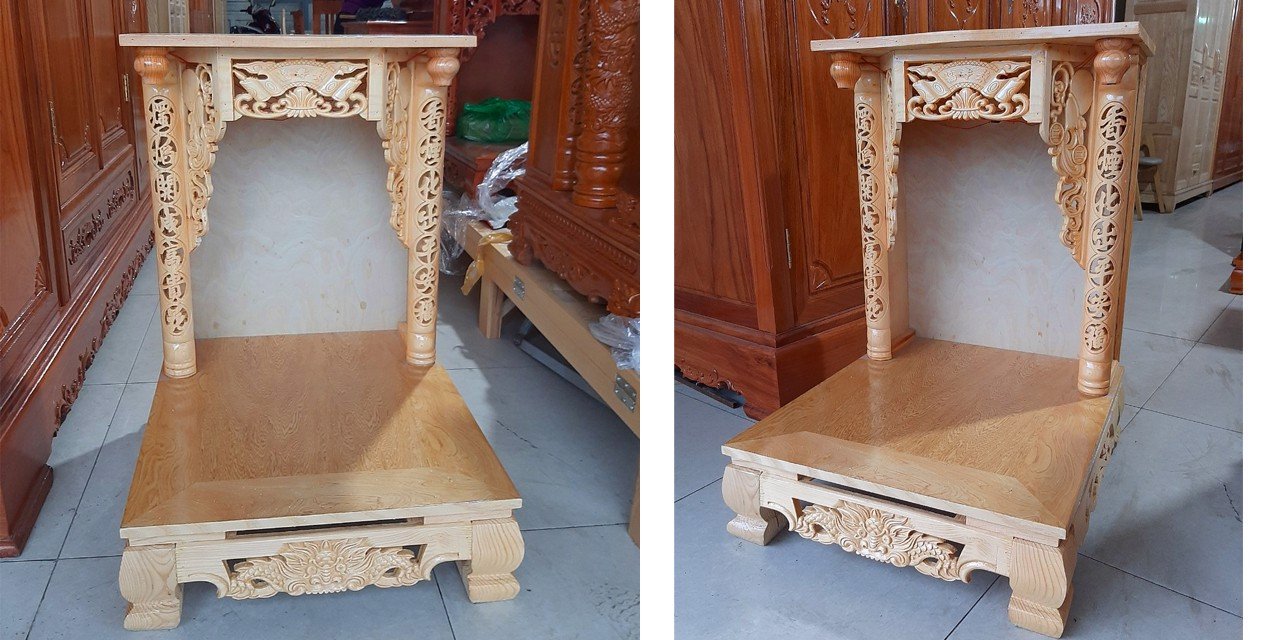 Bàn Thờ Thần Tài Phẳng Gỗ Sồi