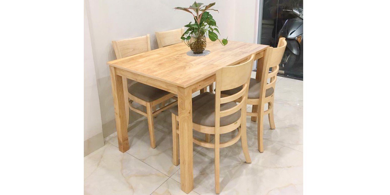 Bộ Bàn ăn Cabin 4 Ghế Gỗ Cao Su