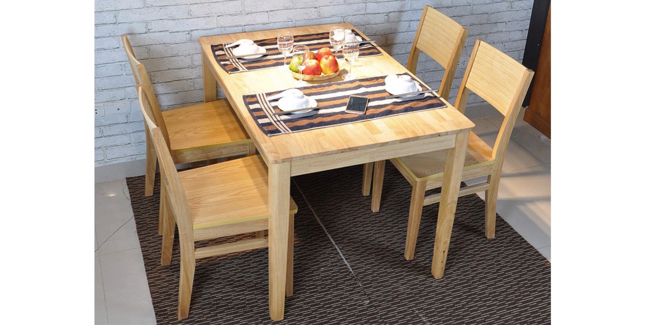 Bộ Bàn ăn Cherry 4 Ghế Gỗ Cao Su