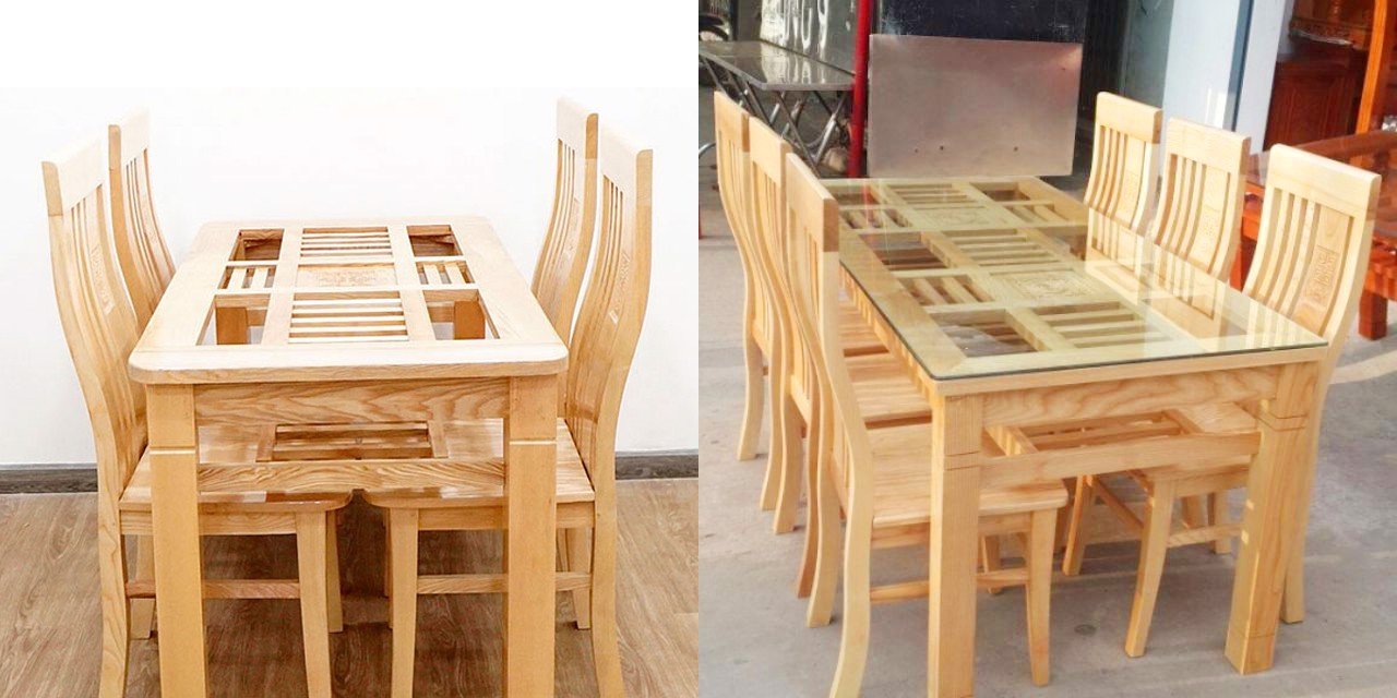 Bộ Bàn ăn Dán Chè Gỗ Sồi