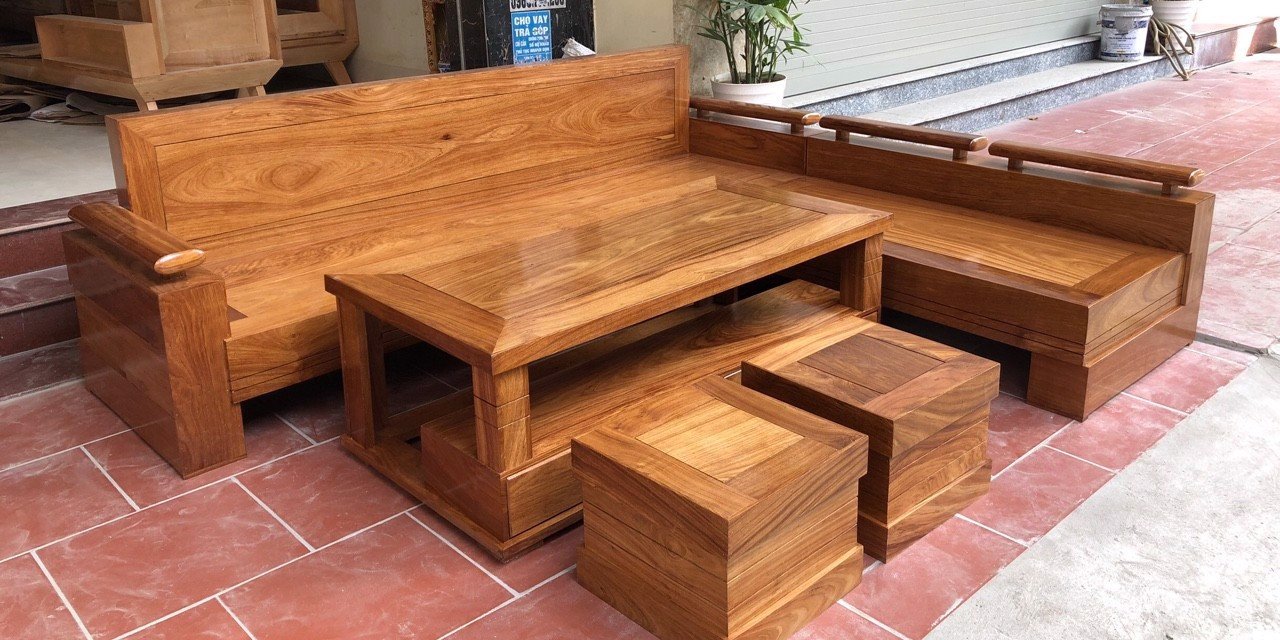 Sofa-Salon-Bàn Ghế Phòng Khách Gỗ Hương Xám Góc Trứng Lớn Mặt Liền