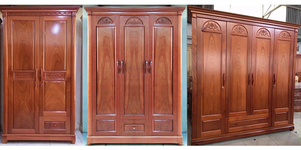 Tủ Quần áo Gỗ Xoan đào Lào