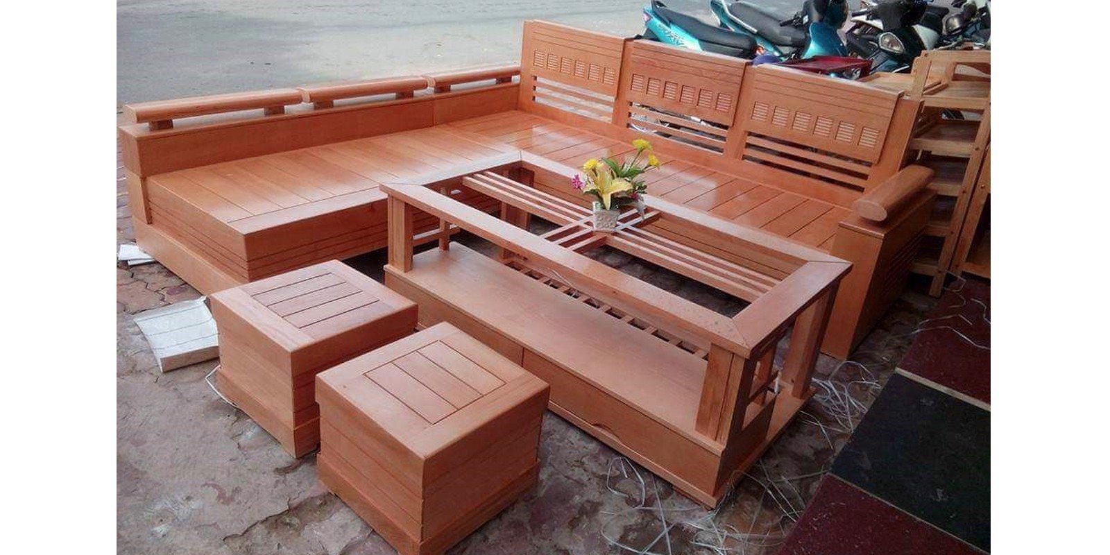Sofa-salon-bàn Ghế Phòng Khách Gỗ Sồi Góc Trứng Nhỏ
